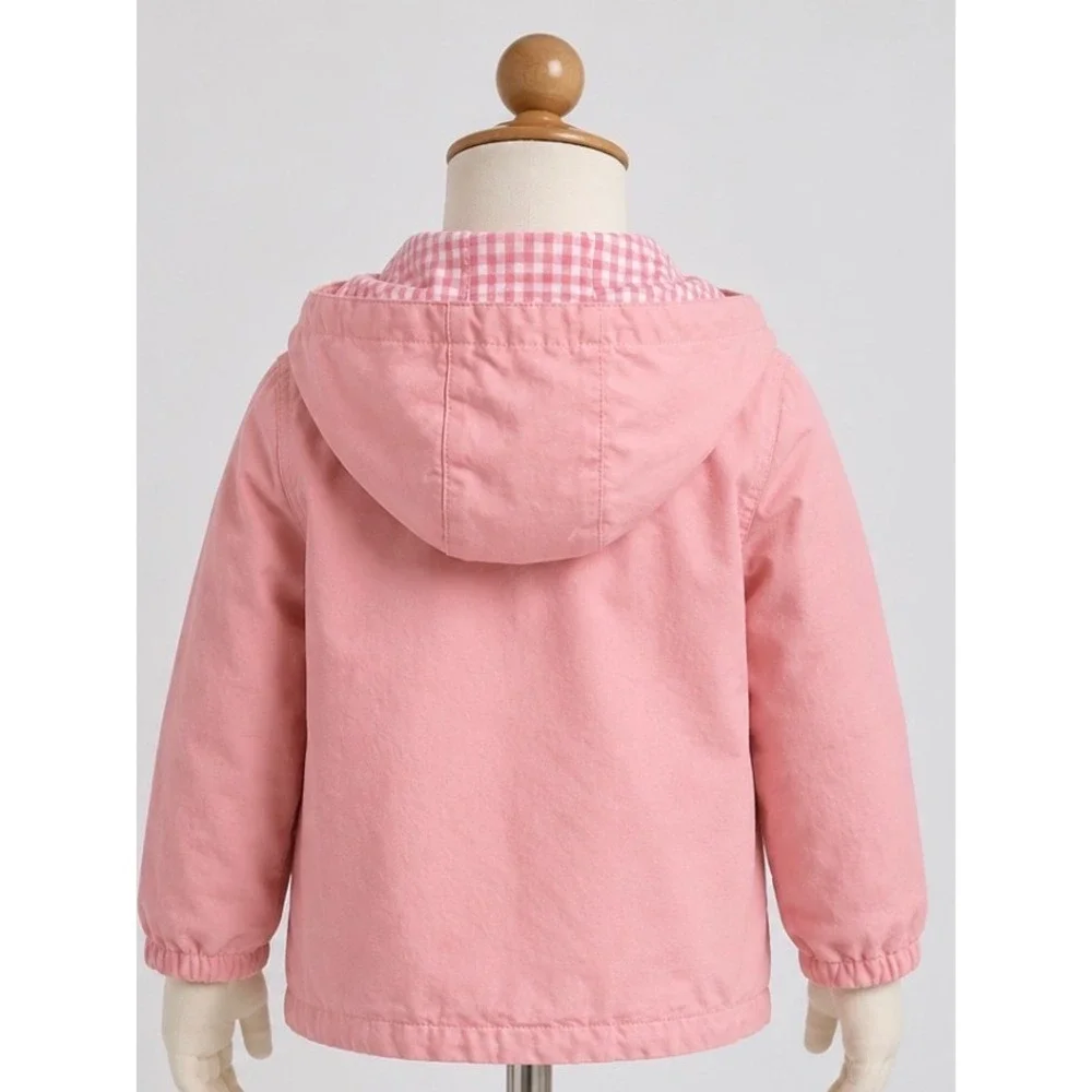 Baby Gap Pink Hooded Gingham Lined Jacket Girls 12-18 Months RN 54023